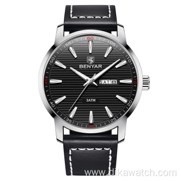 New Luxury Brand BENYAR Watches Men Leather Quartz Watch Reloj Hombre Sport Clock Fashion week Date Watch Male relogio Masculino